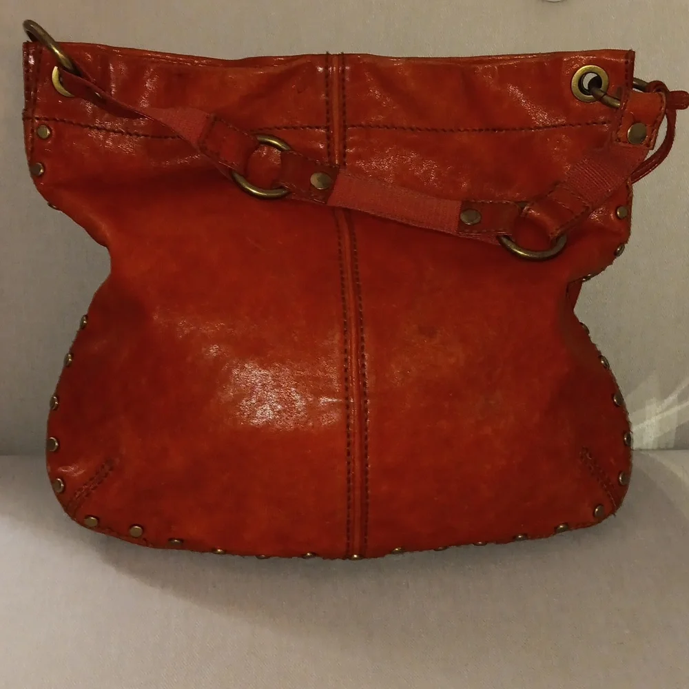 Fossil brass studded leather hobo bag - Picture 4 of 9